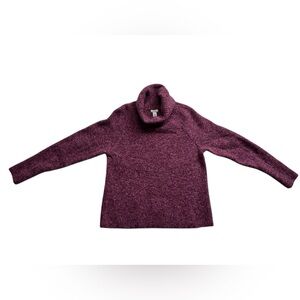 L.L. Bean Cozy Mohair blend turtleneck sweater women’s large heathered plum